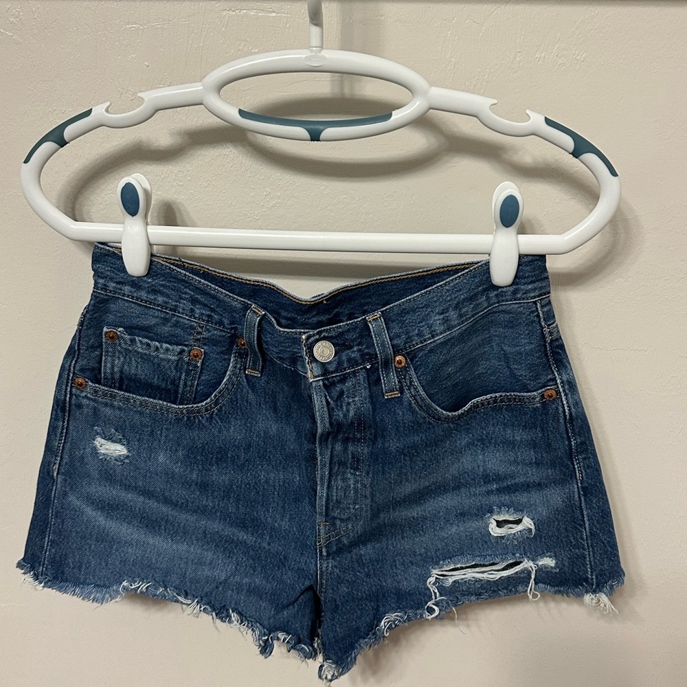 Levi's Blue Distressed Jean Shorts